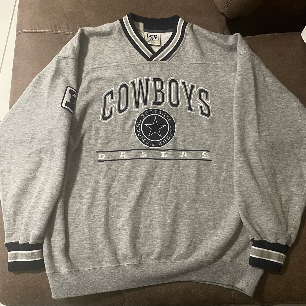 VINTAGE 90's SZ L DALLAS COWBOYS FOOTBALL GRAY HEAVY LEE SPORT SWEATSHIRT